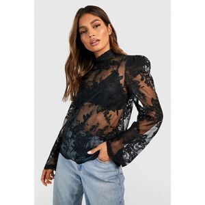 New Free People Sheer Lace Long Sleeve Blouse Size S